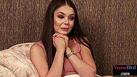 Cfnm stripping babe in heels and lingerie teases relentlessly