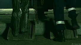 barrel girl submits to master in intense bdsm humiliation session