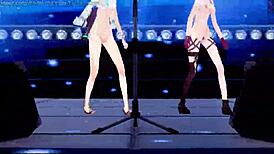 Genshin Impact MMD with Ia, Yelan, and Kafka in action.