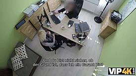 blondie chats up credit agent for cash sex deal