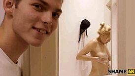 Shame4k perv caught jerking by milf in bathroom