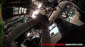 Latina flashing tits upskirt on metrobus