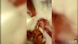 young teen feels horny pleasure masturbating in bathroom, fucking herself with dildo passionately.