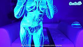 Teen in costume reflects while exploring self on webcam