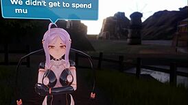 Discovering a shape shifter hot smile girl with growing boobs on the beach in monstergirl island hentai game ep 13