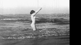 Girl and woman strip naked outdoors in 1943 slow motion