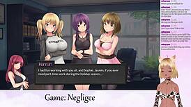 Vtuber Lewdneko plays Negligee Part 6 with steamy lingerie action