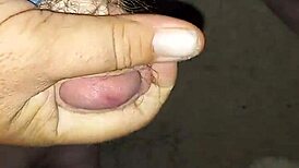 Horny mature guy playing with his cock in homemade video