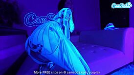 Teen in costume reflects while exploring self on webcam