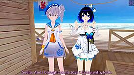Bronya and seele enjoy a beach day