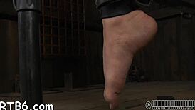 bound babe's pussy teased by toy