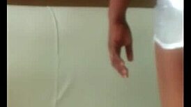 Slutty teen masturbates bent over in parents' living room