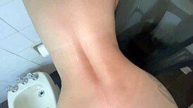 excited redhead enters the men's locker room