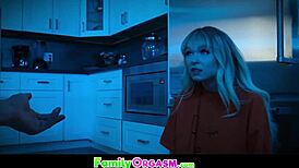 Sweet stepsister caught sneaking at midnight in our kitchen