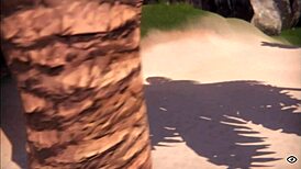 Discovering a shape shifter hot smile girl with growing boobs on the beach in monstergirl island hentai game ep 13