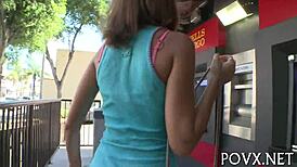 erected cock pounds a shaved teen pussy in rough play