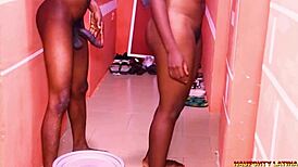 Big Black Fat Cock on Hairy Juicy Pussy in Missionary Bent Over Doggystyle with Handjob Massage