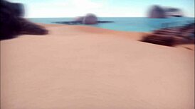 Discovering a shape shifter hot smile girl with growing boobs on the beach in monstergirl island hentai game ep 13