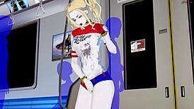 Harley Quinn fingers herself on the subway