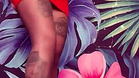 Teasing In Pantyhose And Latex Dress