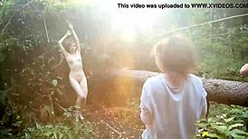 Naked Beauty Explores the Woods in Public