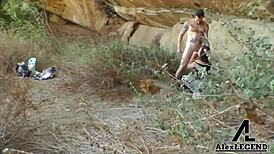 fat cock alex legend dominates lea lexiss outdoors