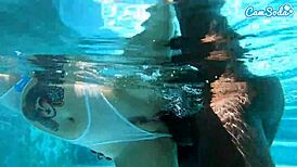 Hot teen amateur takes on massive BBC underwater in wild slamming session