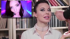 Anastasia engages in oral tribute with deepthroat and cumshot