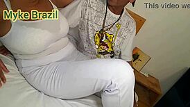 Myke Brazil visits Debora Fire, they get hot and he GIVES her BIG COCK as New Year's gift!