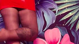 Teasing In Pantyhose And Latex Dress