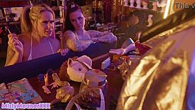 hey misty meaner and jordan sky explore freaky arcade with dildo play