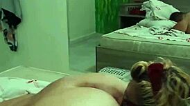 Queen enjoys creampie with Brazilian shemale