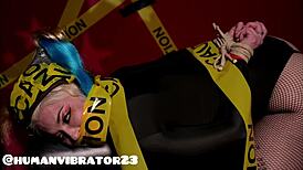 Snow bunny leya falcon takes two dicks in all holes?