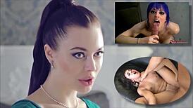 Anastasia engages in oral tribute with deepthroat and cumshot