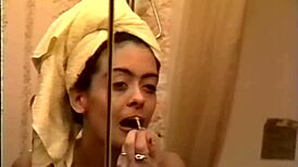 Jazzmine's Retro Shower Scene with Big Tits and Vibrator Play