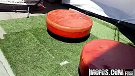 Teen Pornstar Raven Bay Gets Her Pussy Fucked and Sucks Cock on the Roof by Drone Hunter