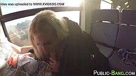 slut titfucks boldly in public