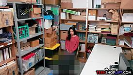 Black teen 18+ thief with big booty gets busted by security