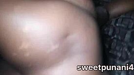 Ebony bbw rides monster cock in missionary, cumming hard with rough orgasm