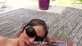 huge boobs girlfriend getting anal banged outdoor in pov style