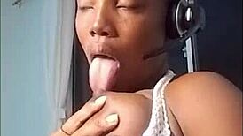 Spitting on big tits, wishing your cum while sucking cock 😏