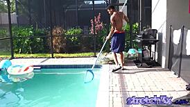 Lovely Luna takes a massive ebony cock in her shaved pussy.