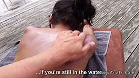 huge boobs girlfriend getting anal banged outdoor in pov style