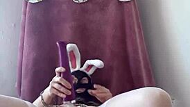 Hey, check this sexy French slave in Easter bunny action!