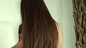 Teen 18+ J floozy bent over naked in amateur sucking session