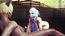 Saya suka handjob dan blowjob hentai 3D Ganyu dalam porn Genshin Impact