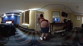 Scarlett Storm Undresses in VR Shower, Ripping Clothes for Solo Striptease