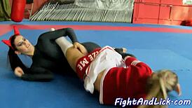 Hey, these spandex babes got their pussies licked by a hot cheerleader!