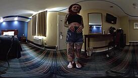 Scarlett Storm Undresses in VR Shower, Ripping Clothes for Solo Striptease