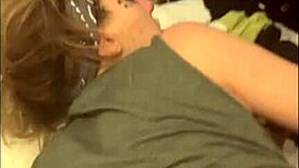 Instagram model bent over in garage, choking on rough blowjob for celebration.